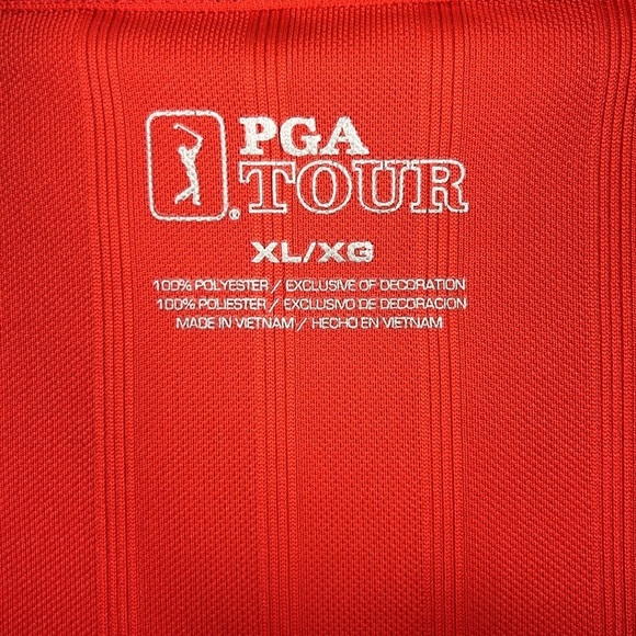 Men’s PGA Tour Golf Polo Vertical Striped Shirt XL Red - Picture 3 of 13